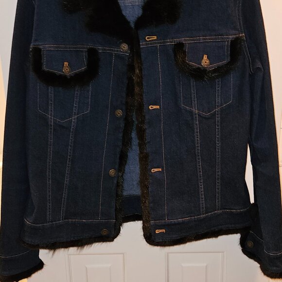 Copper Key Mink trimmed Jean Jacket - Picture 5 of 5